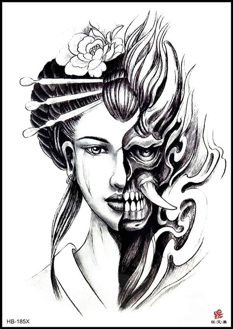 japanese geisha tattoo drawings|More.